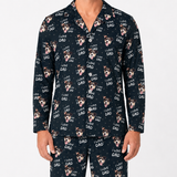 Black pajama set with 'I Love Dad' and dog pattern on a white background
