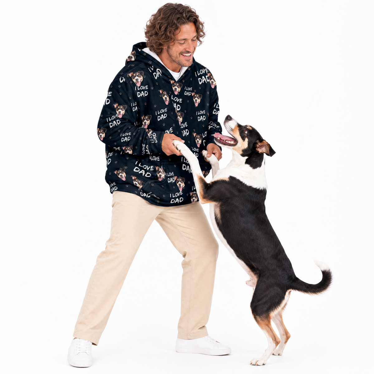 Adult Custom Pet Face Fleece Blanket Hoodie