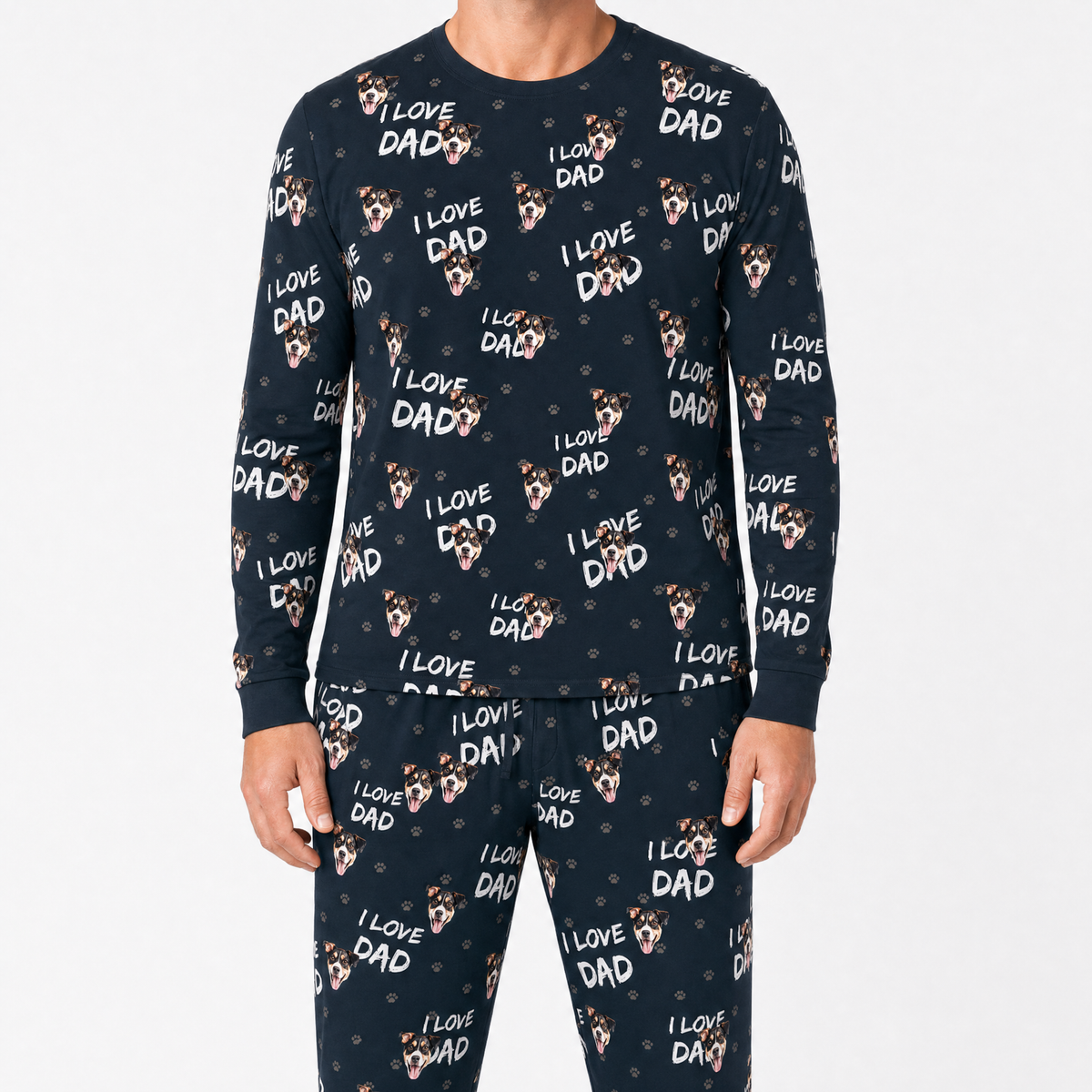 Adult Custom Pet Face Jogger Pajamas - I Love Dad