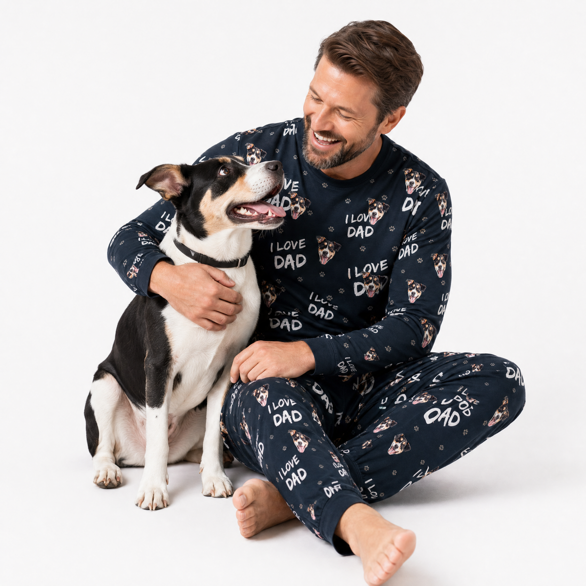 Adult Custom Pet Face Jogger Pajamas - I Love Dad