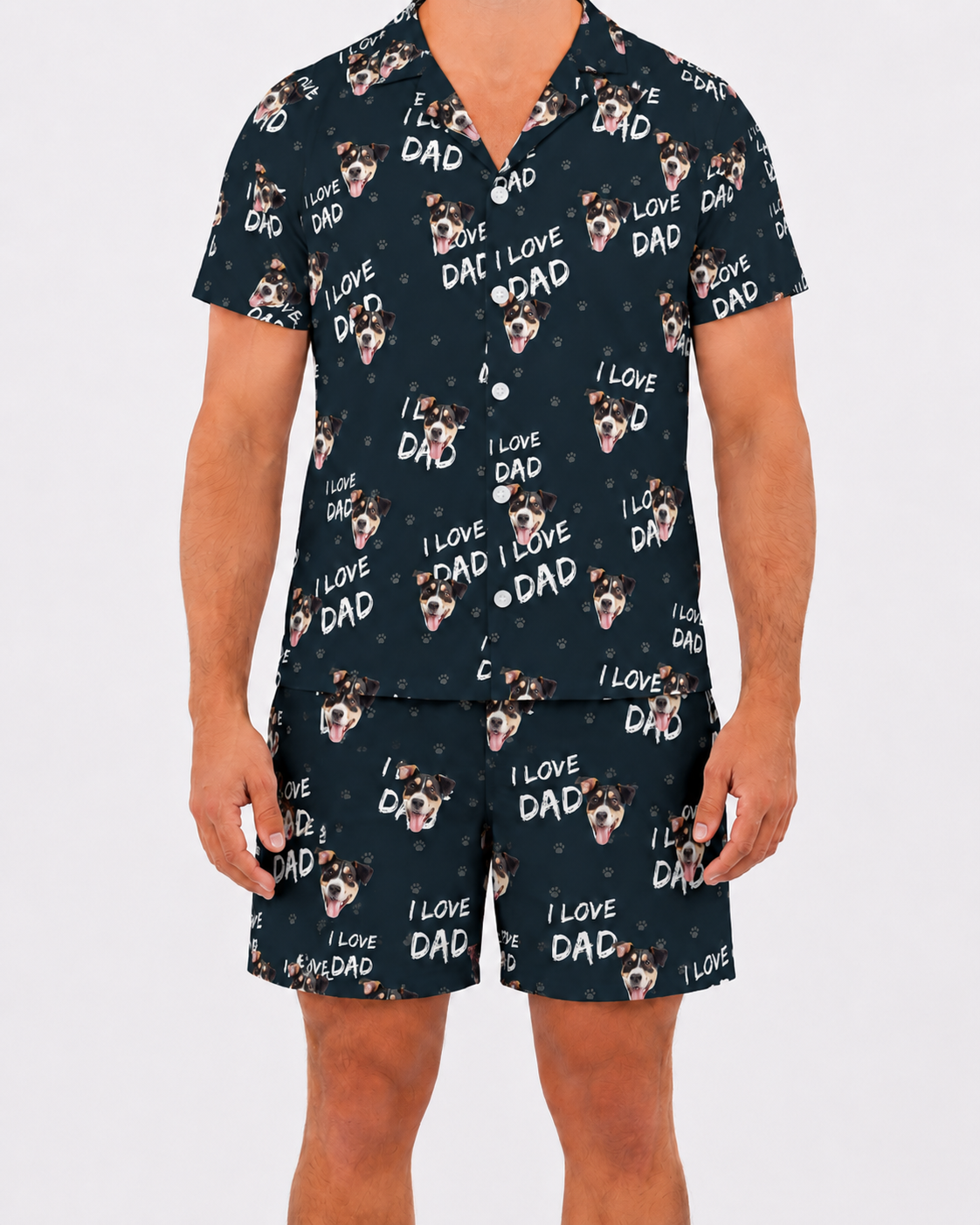 Adult Custom Pet Face Pajamas - I Love Dad
