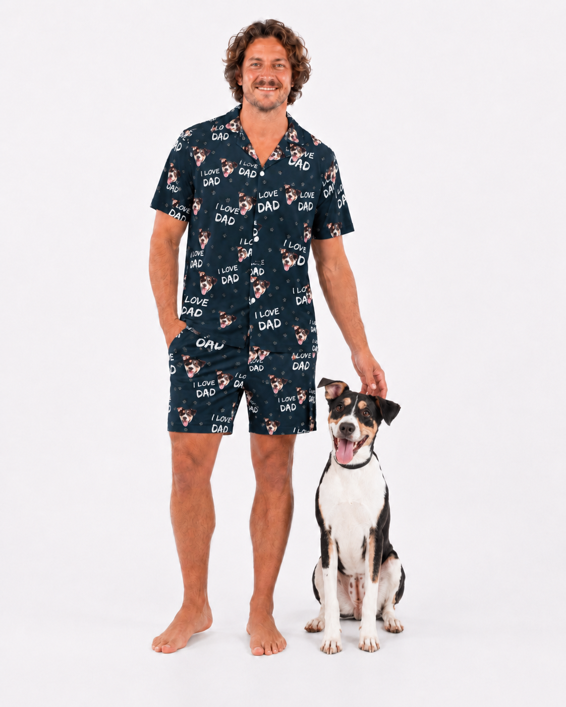 Adult Custom Pet Face Pajamas - I Love Dad