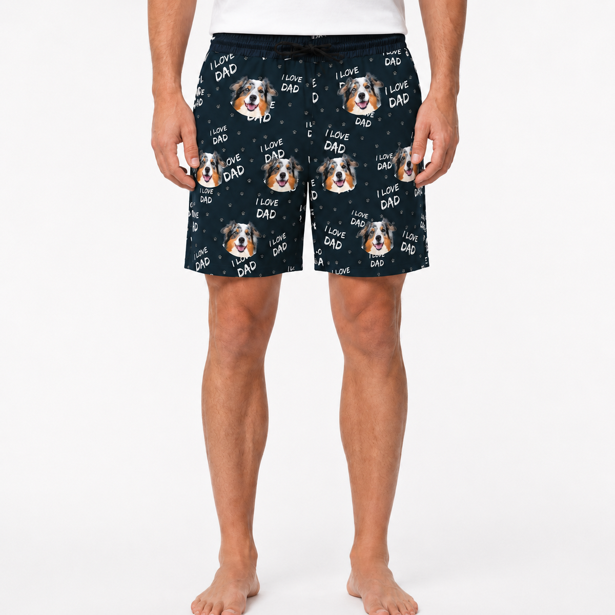 Adult Custom Pet Face Sweatshorts - I Love Dad