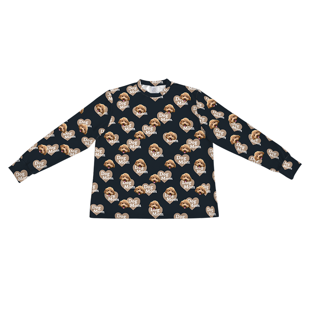 DogMom-BlackLongSleevePajamaShirt