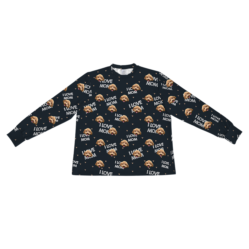 ILoveMom-BlackLongSleevePajamaShirt