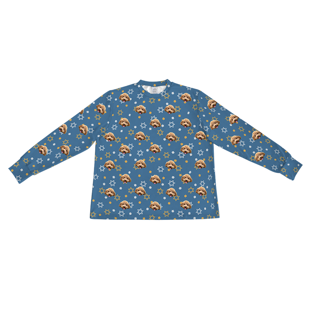 StarofDavidLongSleevePajamaShirtOnly1PetImage