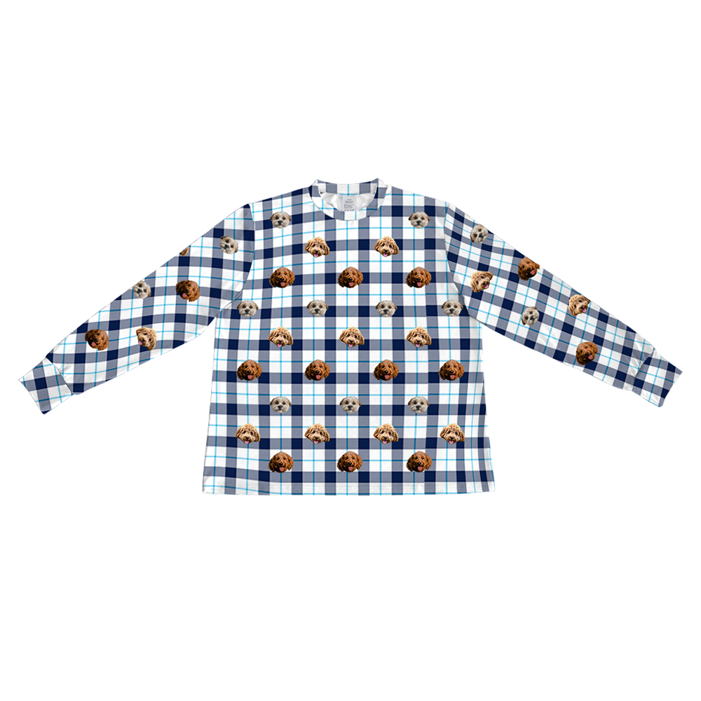 BluePlaidLongSleevePajamaShirt3Pets