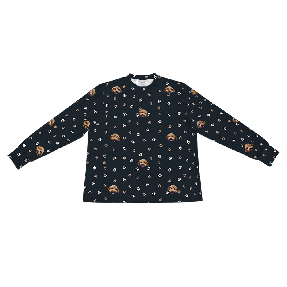 BlackPawsLongSleevePajamaShirt1PetImage