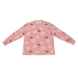 These are pajama long sleeve shirt in a pink color with repeating pet faces on them[LongSleevePajamaShirt]