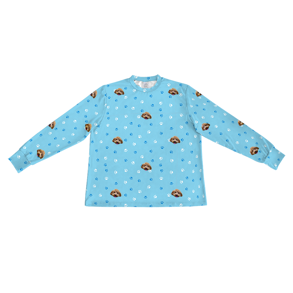 LightBluePawsLongSleevePajamaShirtOnly1PetImage