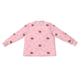 These are pajama long sleeve shirt in a light pink color with repeating pet faces on them[LongSleevePajamaShirt]