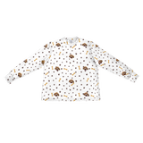 These are pajama long sleeve shirt in a white color with repeating pet faces on them[LongSleevePajamaShirt]