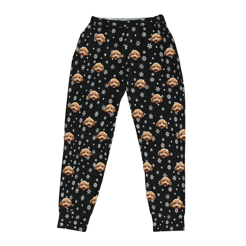BlackandWhiteSnowflakesJoggerPajamaPants