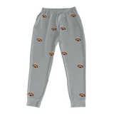 These are jogger pajama pants in a gray color with repeating pet faces on them[JoggerPajamaPants]