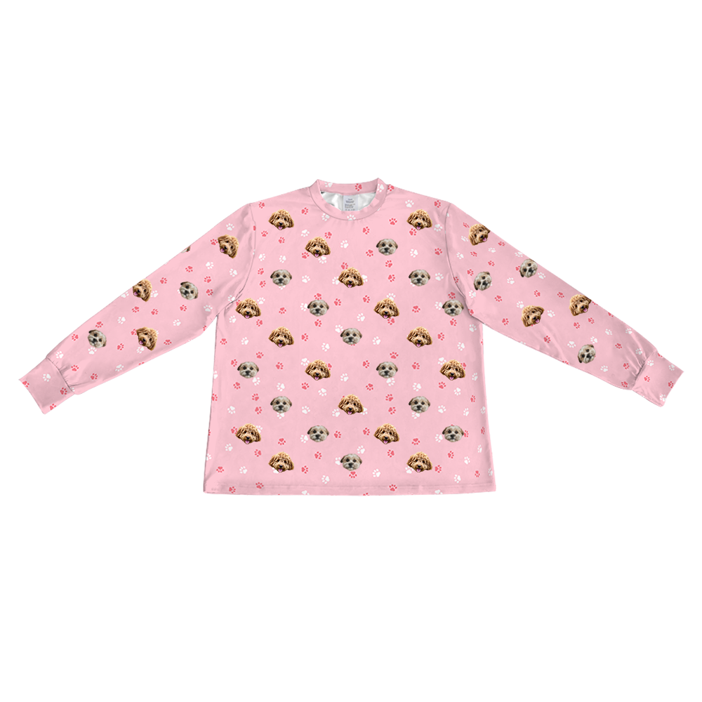 LightPinkPawsLongSleevePajamaShirt2PetImages(+$4.00)