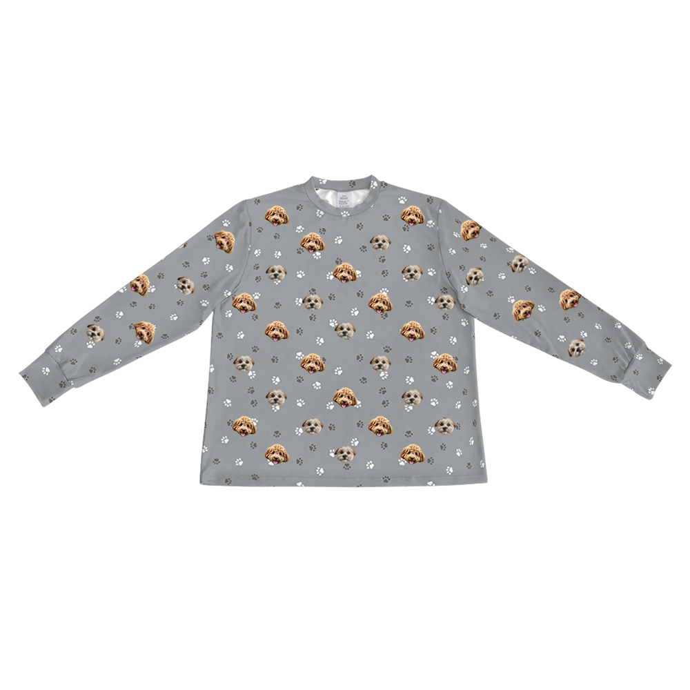 SlateGrayPawsLongSleevePajamaShirt2Pets