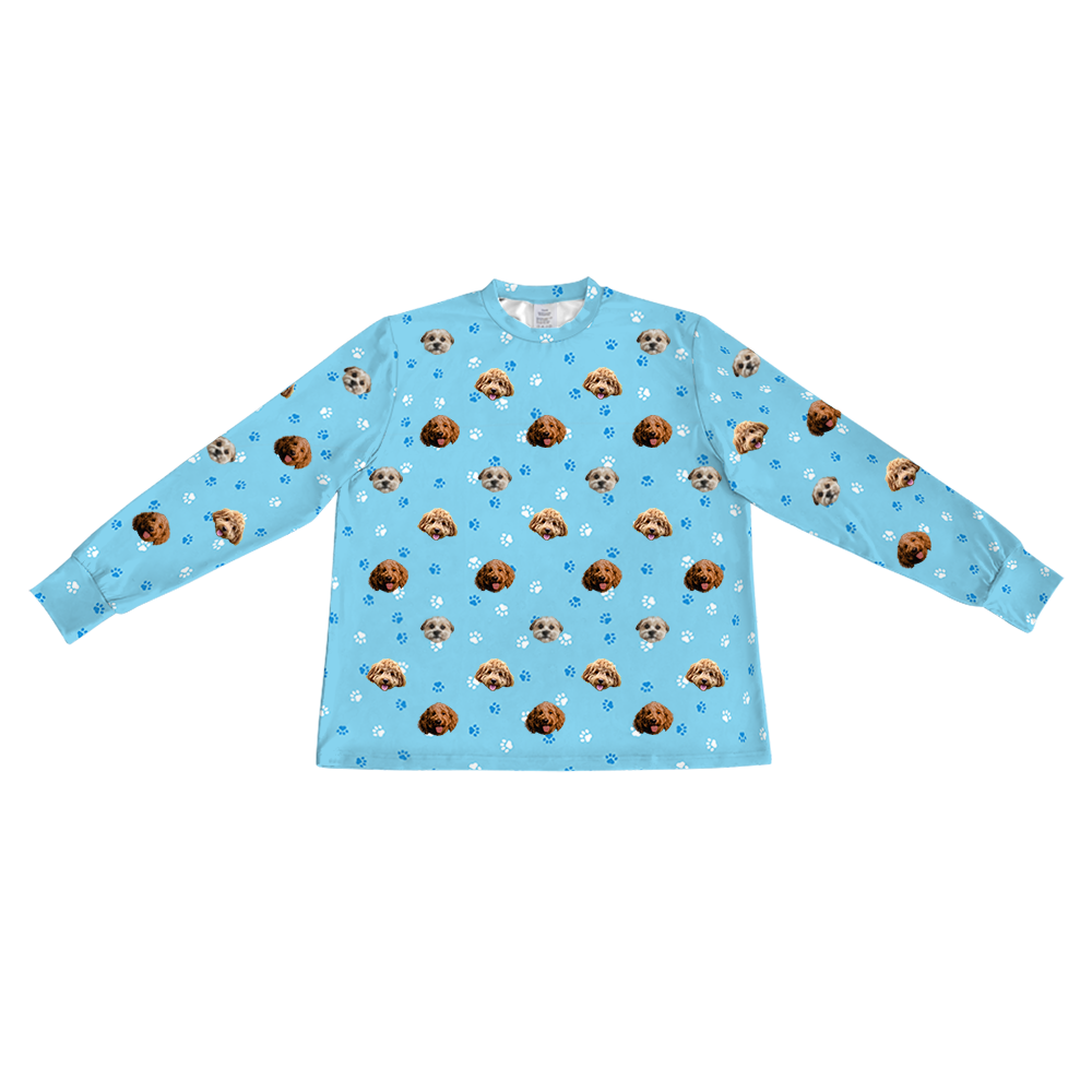 LightBluePawsLongSleevePajamaShirt3Pets