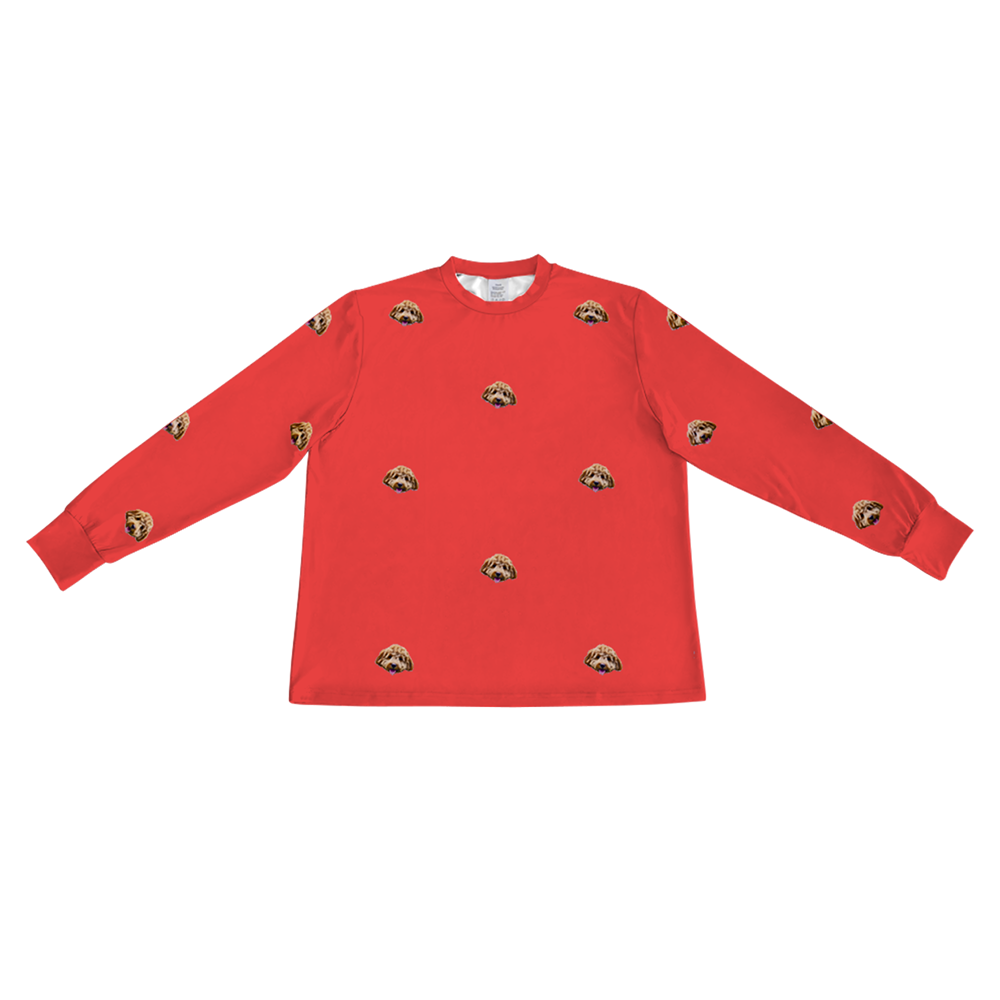 SolidRedLongSleevePajamaShirt1PetImage