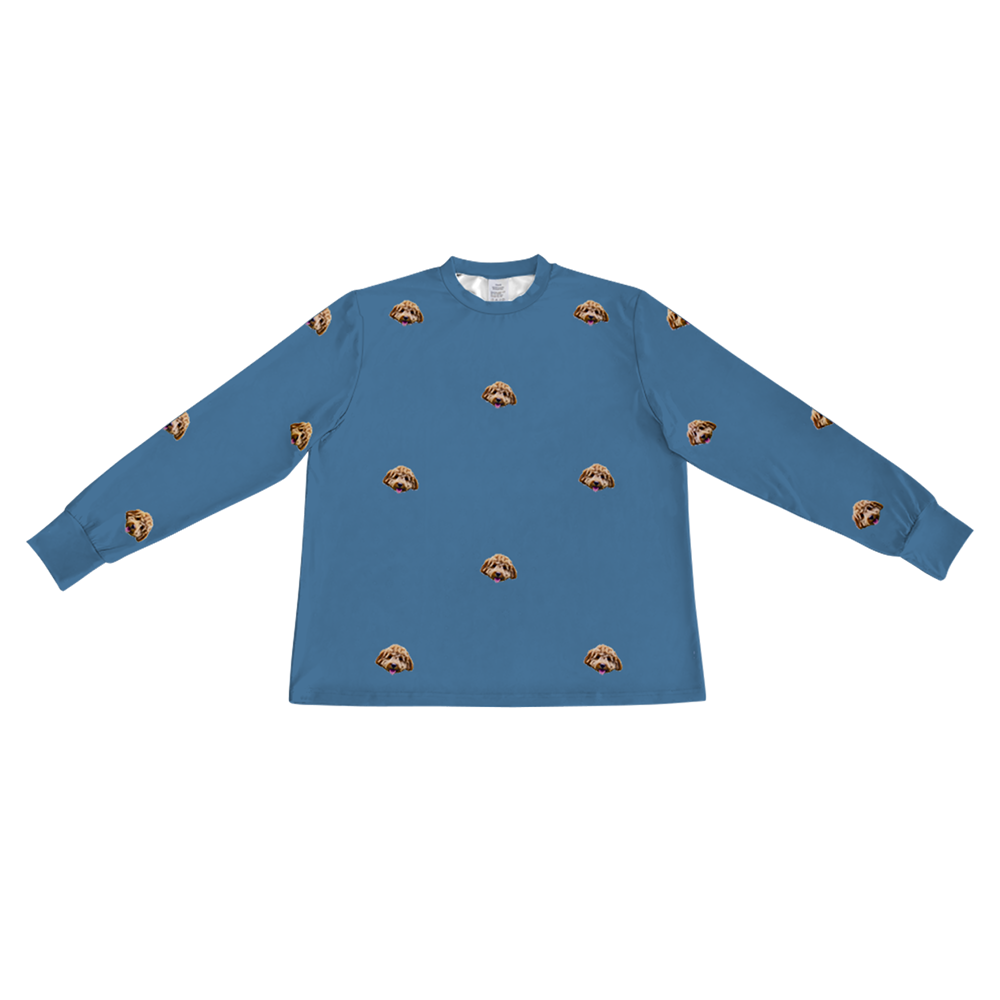 SolidBlueLongSleevePajamaShirt1PetImage