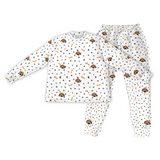 This is a jogger pajama set contains a long sleeve shirt with buttons and a long pajama[PajamaSet(Shirt&Joggers)]