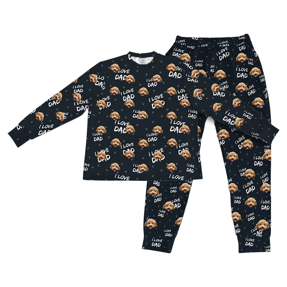 This is a jogger pajama set contains a long sleeve shirt with buttons and a long pajama[ILoveDadLongSleeveJoggerPajamaShirt&PantsSet]