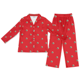 This is a pajama set contains a long sleeve shirt with buttons and a long pajama[SolidRedLongSleevePajamaShirt&PantsSet($93.00)]