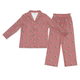 This is a pajama set contains a long sleeve shirt with buttons and a long pajama[DustyRoseLongSleevePajamaShirt&PantsSet($93.00)]