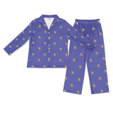 This is a pajama set contains a long sleeve shirt with buttons and a long pajama[GrapeLongSleevePajamaShirt&PantsSet($93.00)]