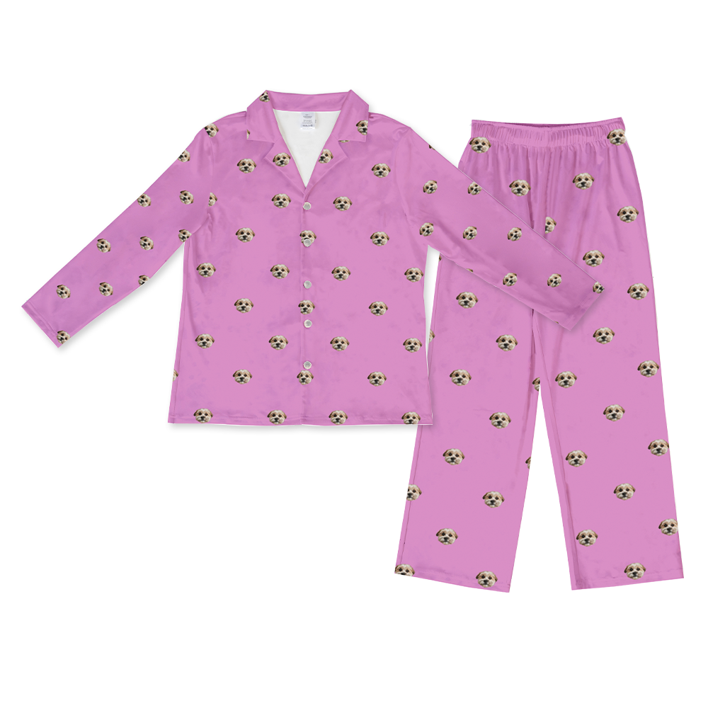 This is a pajama set contains a long sleeve shirt with buttons and a long pajama[OrchidLongSleevePajamaShirt&PantsSet($93.00)]