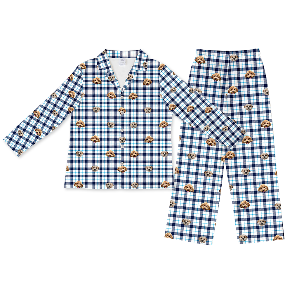 BluePlaidPajamaSet(Shirt&amp;Pants)2PetImages(+$4.00)