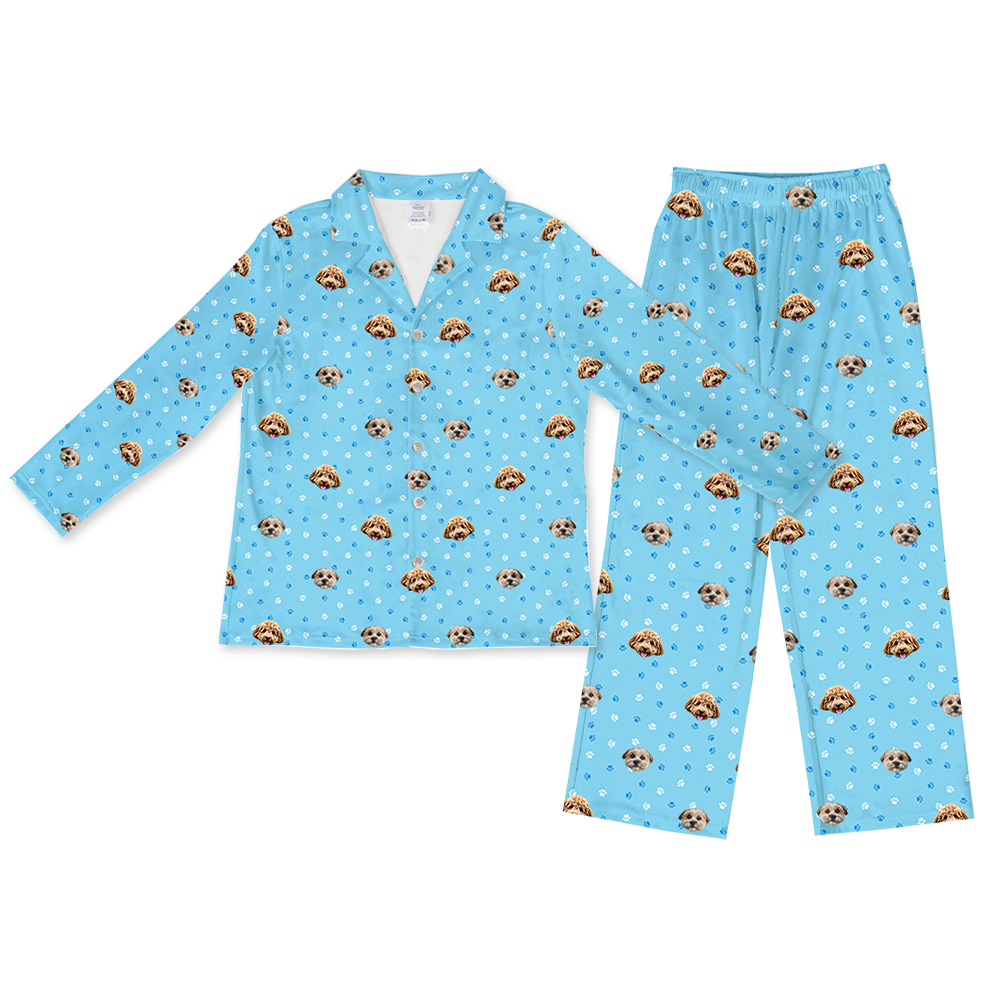 LightBluePawsPajamaSet(Shirt&Pants)2Pets