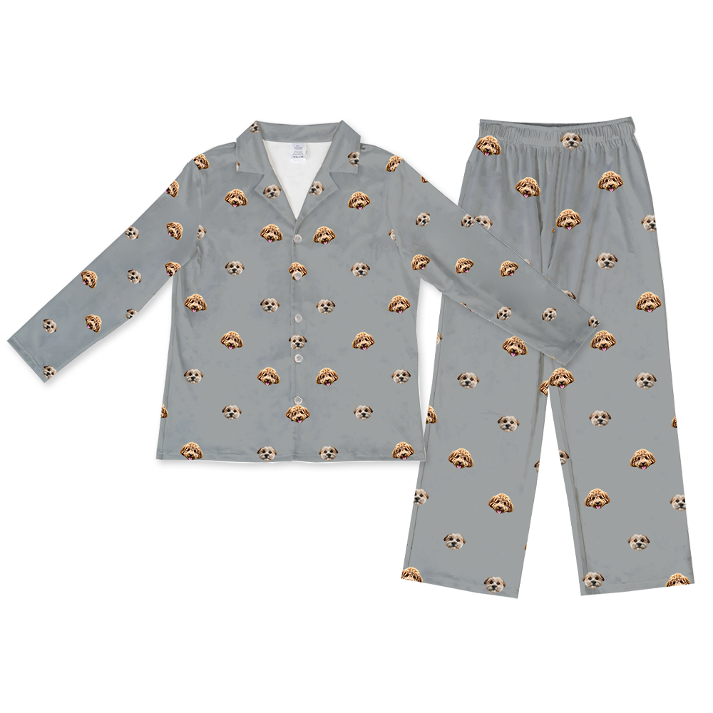 SlateGrayLongPajamaSet(Shirt&Pants)2Pets