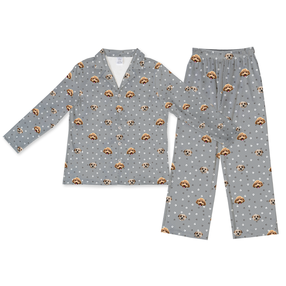 SlateGrayPawsLongPajamaSet(Shirt&Pants)2Pets