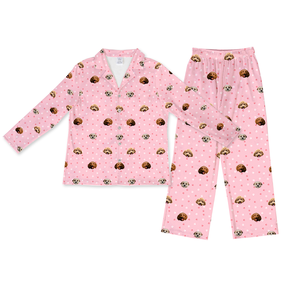 LightPinkPawsLongPajamaSet(LongSleeveShirt&Pants)3Pets