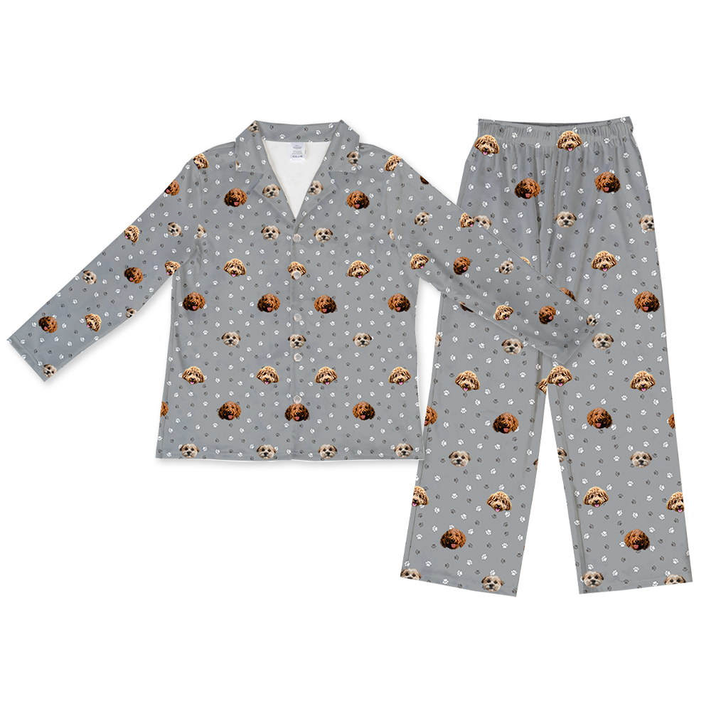 SlateGrayPawsLongPajamaSet(Shirt&Pants)3Pets