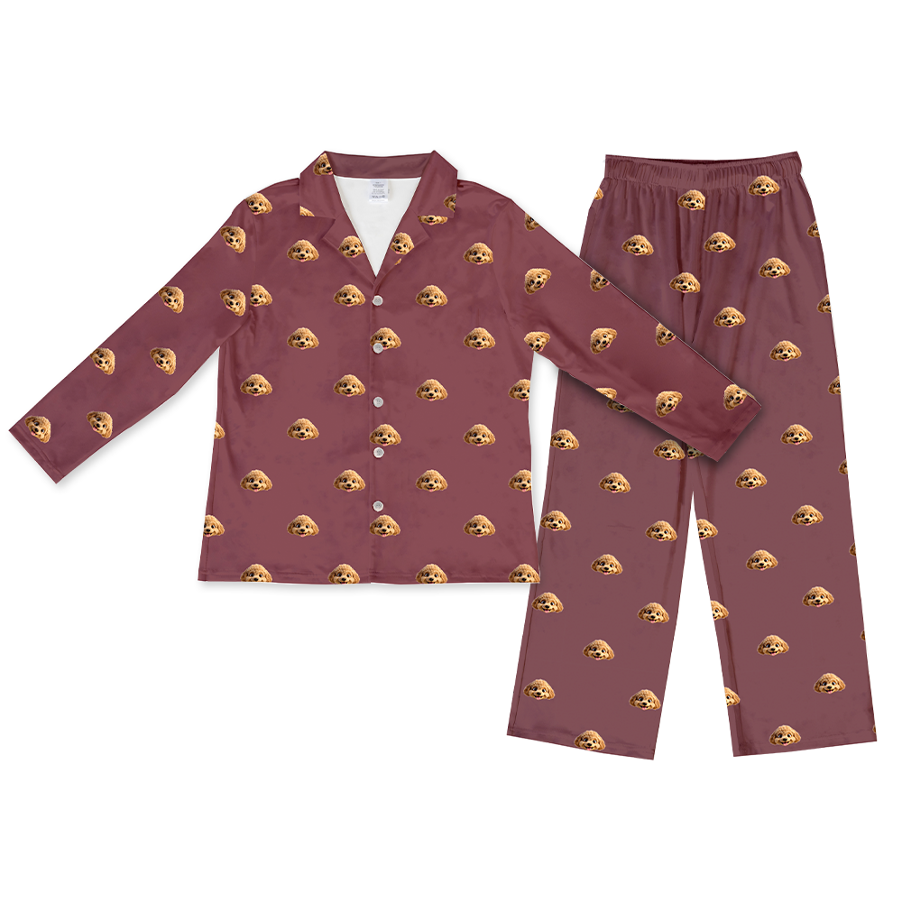 MaroonLongSleevePajamaShirt&PantsSet