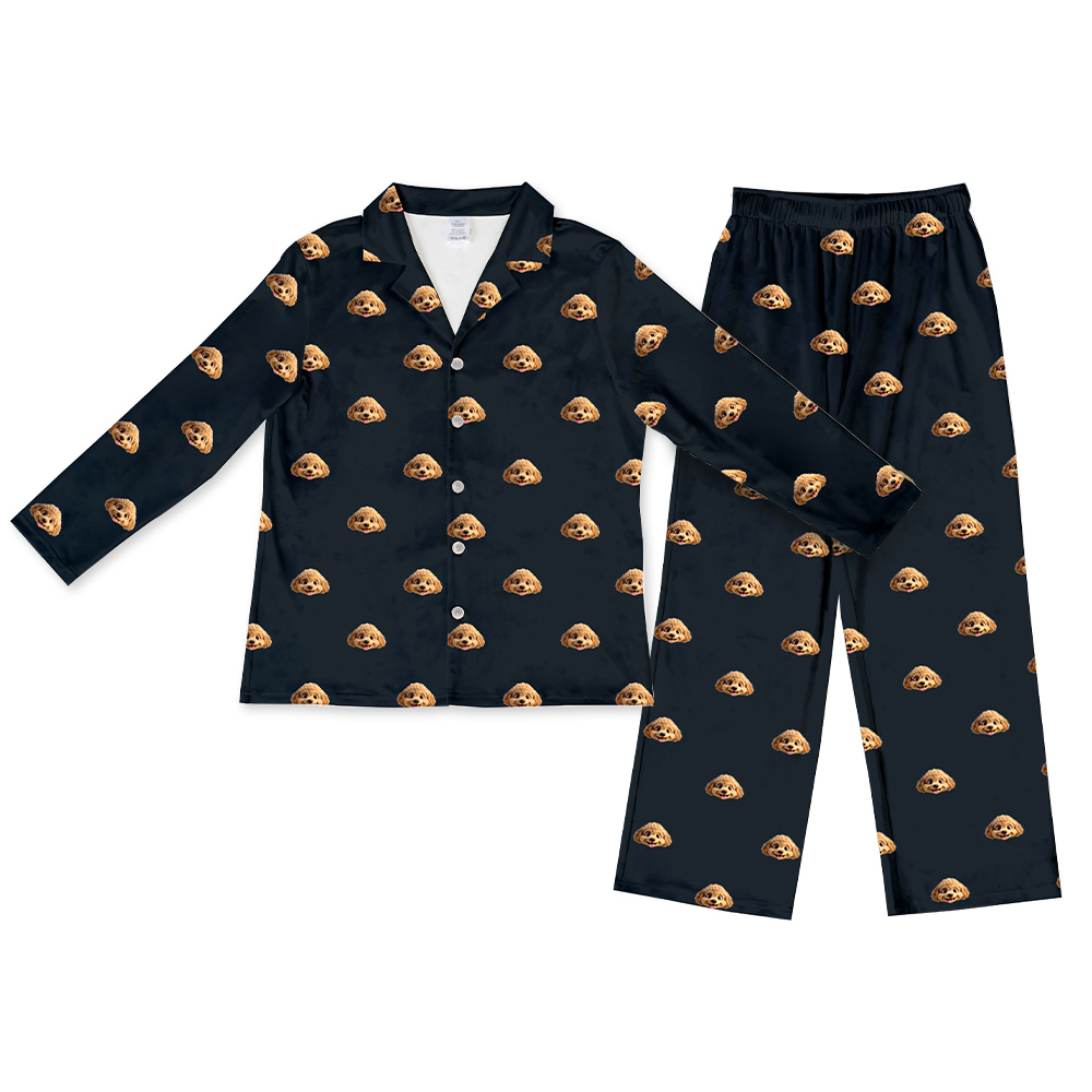 This is a cartoon pajama set contains a long sleeve shirt with buttons and a long pajama[LongSleevePajamaShirt&PantsSet]