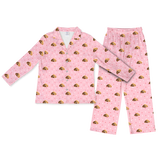 This is a cartoon pajama set contains a long sleeve shirt with buttons and a long pajama[LongSleevePajamaShirt&PantsSet]