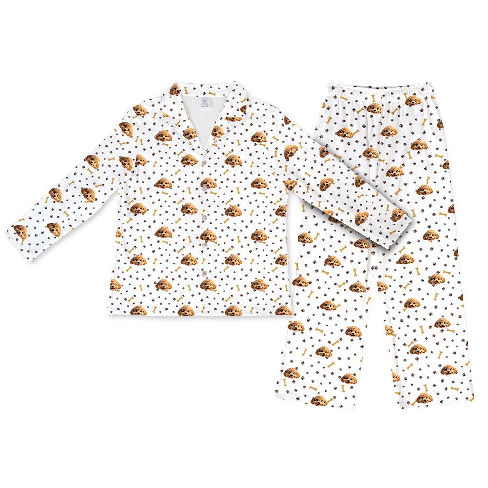 This is a cartoon pajama set contains a long sleeve shirt with buttons and a long pajama[LongSleevePajamaShirt&PantsSet]