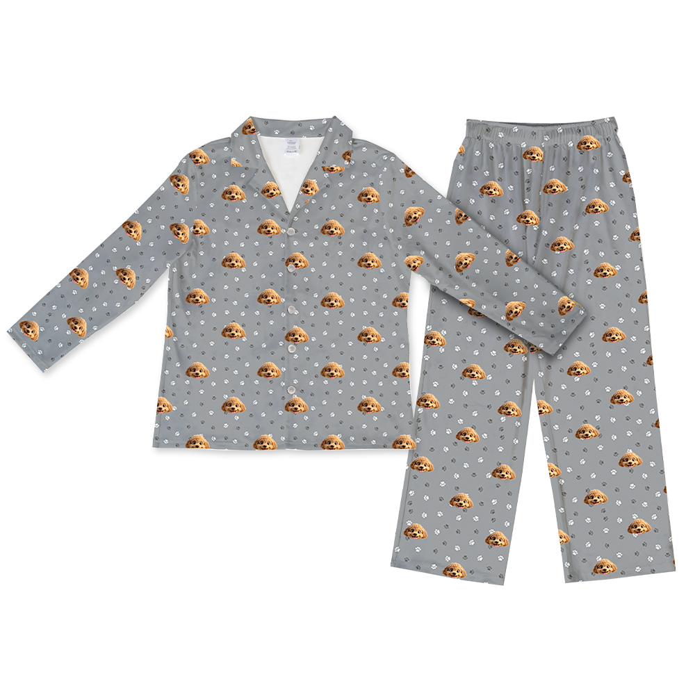 This is a cartoon pajama set contains a long sleeve shirt with buttons and a long pajama[LongSleevePajamaShirt&PantsSet]