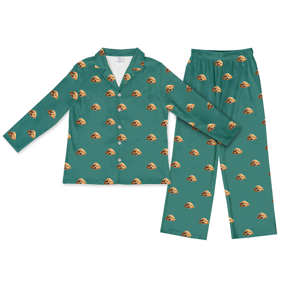 SolidGreenLongSleevePajamaShirt&PantsSet