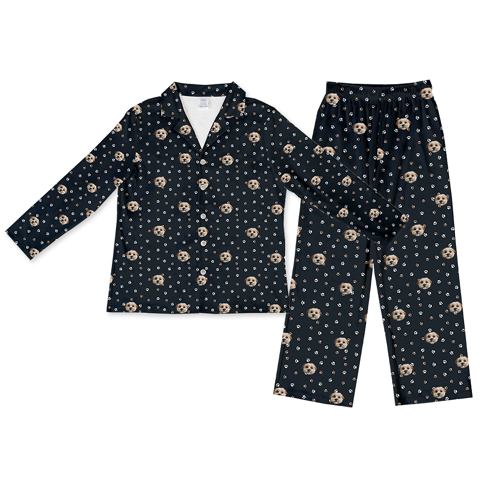 BlackPawsLongPajamaSet(Shirt&amp;Pants)1PetImage