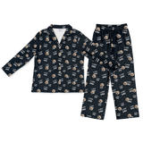This is a pajama set contains a long sleeve shirt with buttons and a long pajama[LongSleevePajamaShirt&PantsSet($93.00)]