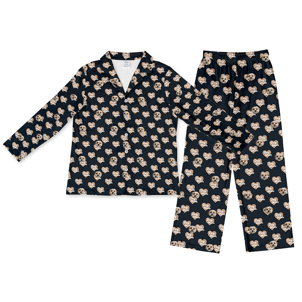 DogMom-BlackLongSleevePajamaShirt&amp;PantsSet