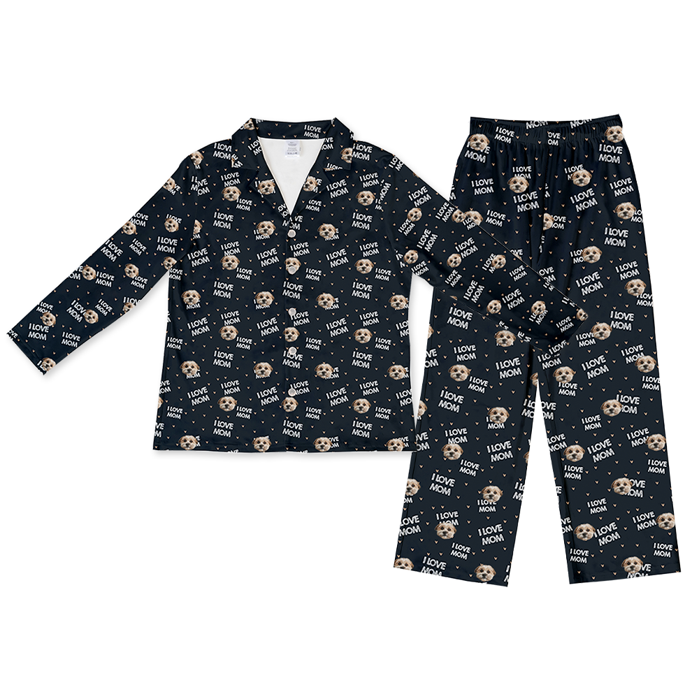 ILoveMom-BlackLongSleevePajamaShirt&amp;PantsSet