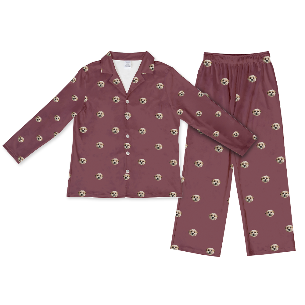 This is a pajama set contains a long sleeve shirt with buttons and a long pajama[LongSleevePajamaShirt&PantsSet($93.00)]