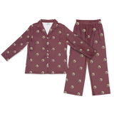 This is a pajama set contains a long sleeve shirt with buttons and a long pajama[MaroonLongSleevePajamaShirt&PantsSet($93.00)]