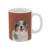 Mug with a dog illustration on a brown background [CocoaImageCutOut]
