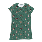 This is a nightgown in a Mistletoe print with repeating pet faces on it[MistletoeNightgown]