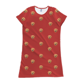 This is a nightgown in a Solid Red print with repeating pet faces on it[SolidRedNightgown]